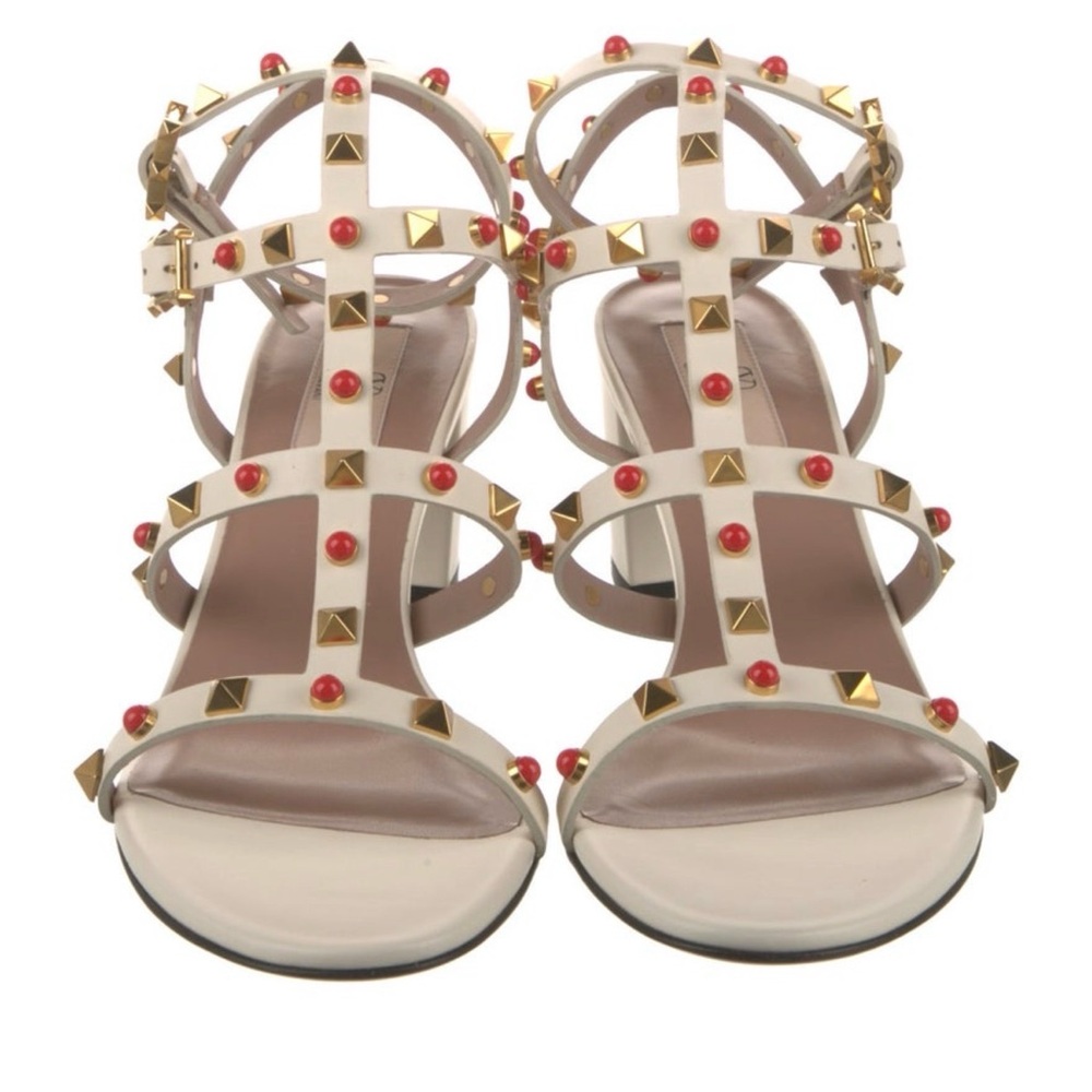 Valentino Rockstud Caged Ankle-Strap Leather Sandals - Picture 4 of 4